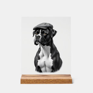 Illustration graphique monochrome de Boxer vintage