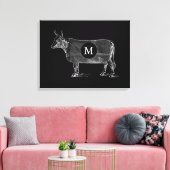 ILLUSTRATION Koe Monogram zwart Canvas (Insitu (Woonkamer))