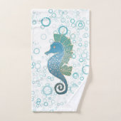 Illustration lunatique et adorable d'hippocampe (Serviette à main)