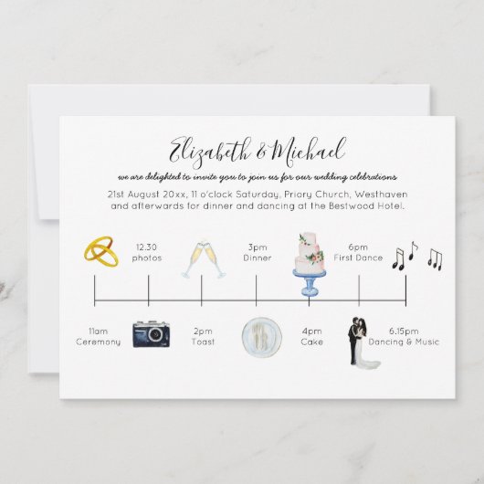 Illustration Mariage Timeline Invitation Icônes am (Devant)