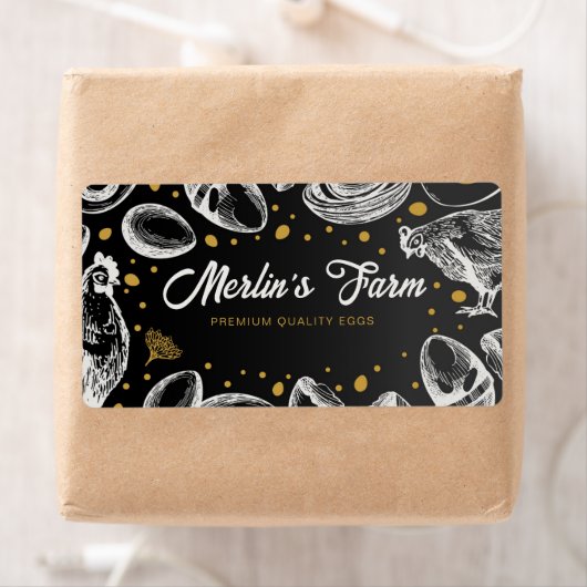 Illustration moderne des oeufs frais - Étiquette d (En situation)