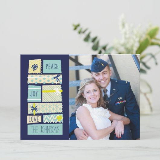 Illustration Noël présente un Carte photo de vacan (Debout devant)