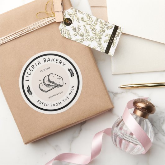 Illustration noire Boulangerie Sticker Cercle (Cadeaux)