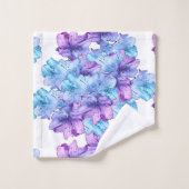 Illustration pourpre bleue de fleur (Gant de toilette)