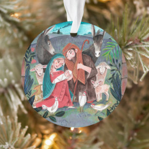 Illustration religieuse de Noël représentant une c