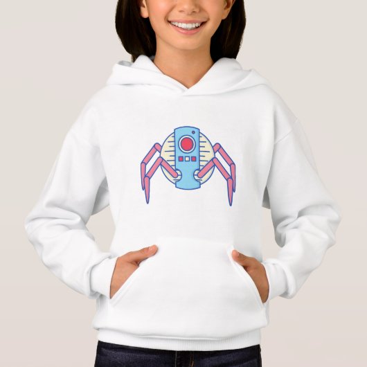 Illustration Retro Blue Robot Spider Walker (Devant)
