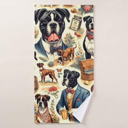 Illustration Retro Boxer Dog (Serviette de bain)
