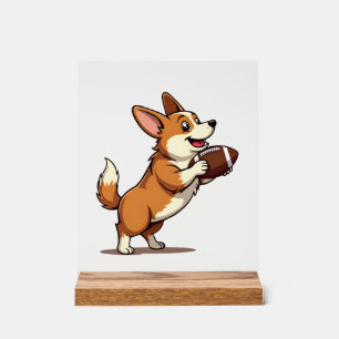 Illustration Rétro de Chien de Football Corgi Spor