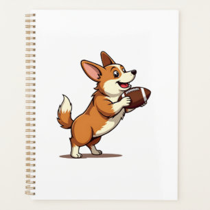 Illustration Rétro de Chien de Football Corgi Spor