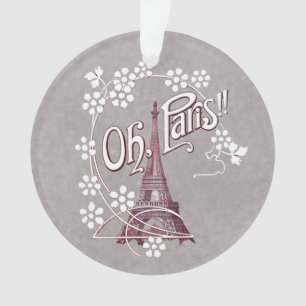 Illustration rouge Tour Eiffel Blancs Baies Gris