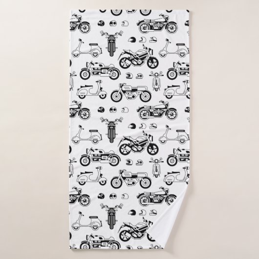 Illustration scooters de moto et casques (Serviette de bain)