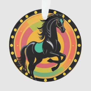 Illustration stylisée d'un cheval noir