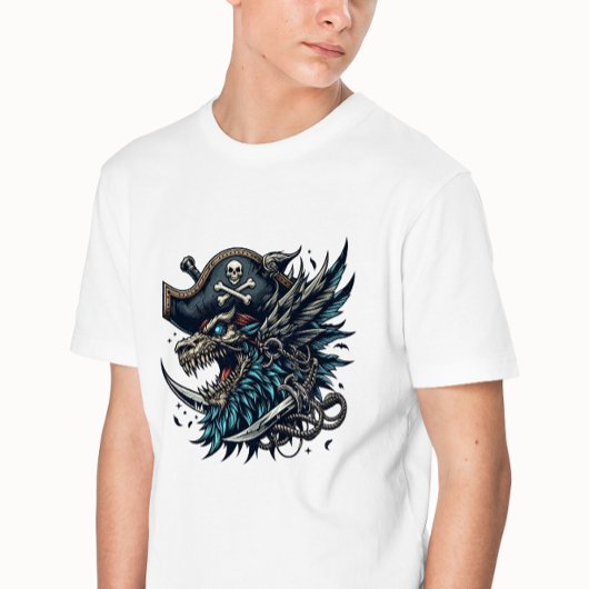 Illustration T-shirt Pirate Dragon Bleu