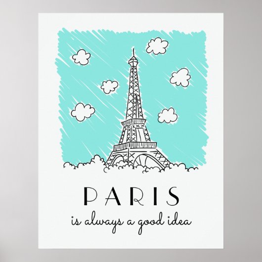 Illustration tour Eiffel poster texte personnalisé (Devant)