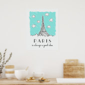 Illustration tour Eiffel poster texte personnalisé (Cuisine)