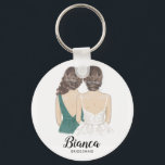 Illustration, tu seras mon porte-clés de demoisell<br><div class="desc">Will You Be My Bridesmaid Proposition Clavier Clavier Simple et classique avec une mariée et demoiselle d'honneur. Customisez le nom et le rôle à votre préférence.</div>