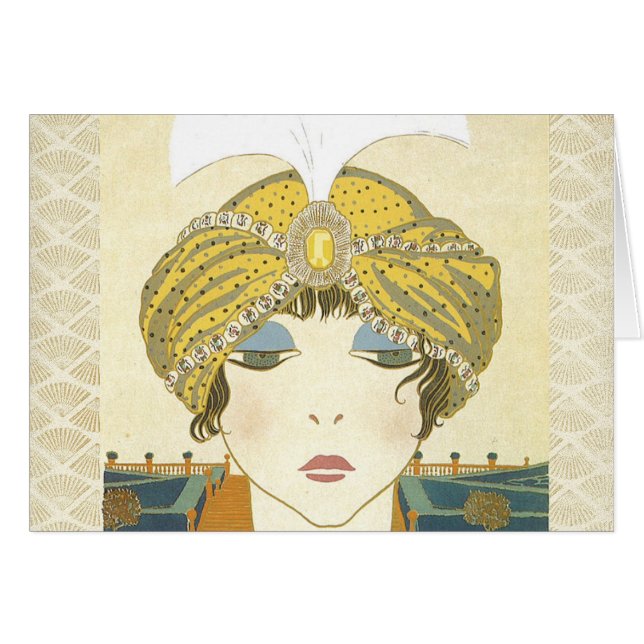 Illustration turbanée de mode des années 1900 de (Devant horizontal)