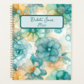 Illustration turquoise et jaune de l'encre d'alcoo (Devant)