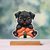 Illustration vectorielle de sushi de pug noir mign (Neutre)