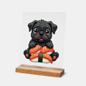 Illustration vectorielle de sushi de pug noir mign (Angle)