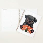 Illustration vectorielle de sushi de pug noir mign (Devant avec enveloppe)