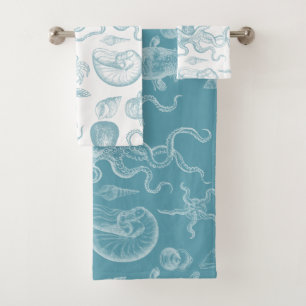 Illustration vintage Animaux marins Bleu moderne