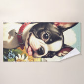 Illustration vintage Boston Terrier (Serviette de bain)