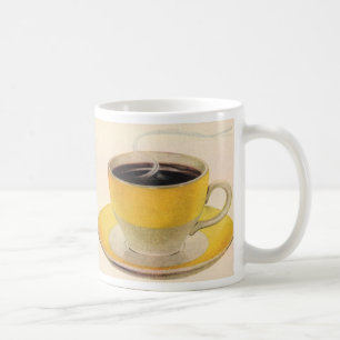 Illustration vintage café dans une tasse jaune