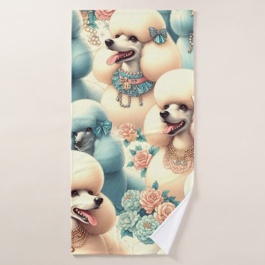 Illustration vintage de caniche sans joint (Serviette de bain)