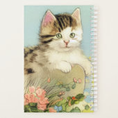 Illustration vintage de chat avec fleurs roses (Dos)