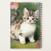 Illustration vintage de chat avec Fleurs rouges (Dos)