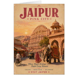 Illustration vintage de Jaipur Pink City avec la m