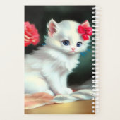 Illustration vintage de Kitten blanc avec fleurs r (Dos)