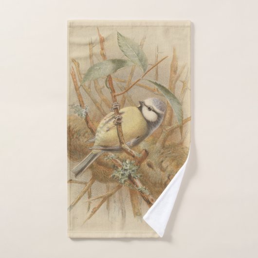 Illustration vintage de mésange bleue (Serviette à main)