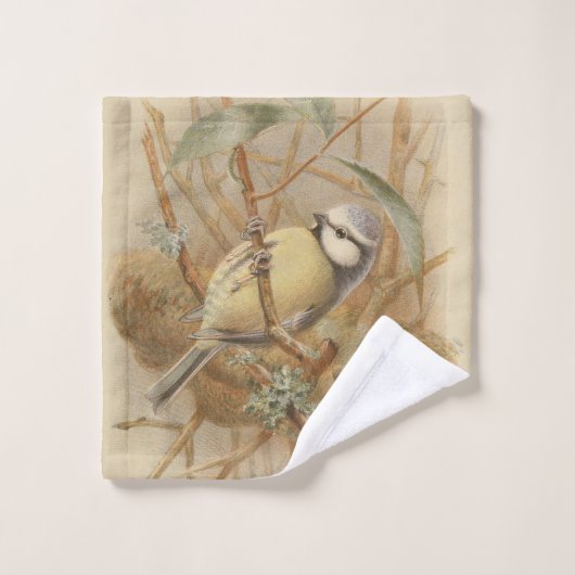Illustration vintage de mésange bleue (Gant de toilette)