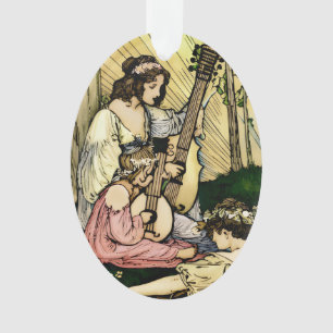 Illustration Vintage de Musiciens Fées Art Nouveau