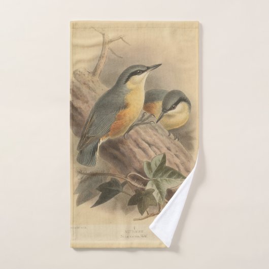 Illustration vintage de sittelle (Serviette à main)