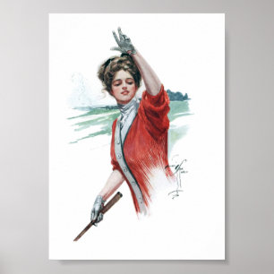 Illustration vintage d'une affiche féminine
