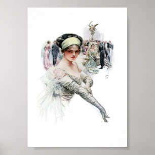 Illustration vintage d'une affiche féminine
