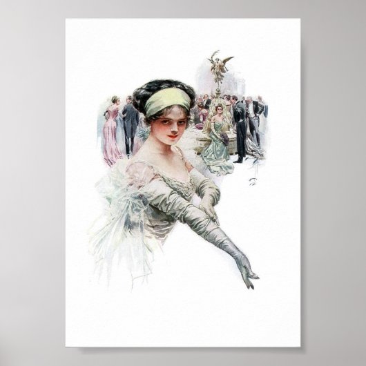 Illustration vintage d'une affiche féminine (Devant)