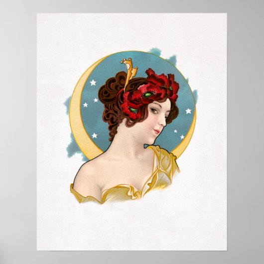 Illustration vintage d'une affiche féminine (Devant)