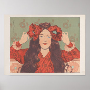 Illustration vintage en français d'une affiche fém