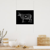 ILLUSTRATION vintage Monogramme de vache Poster no (Cuisine)