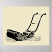ILLUSTRATION vintage Poster de la tondeuse de gazo