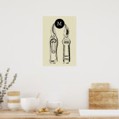 ILLUSTRATION vintage Pruners Monogramme Poster (Cuisine)