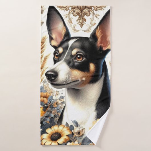Illustration vintage Rat Terrier (Serviette de bain)