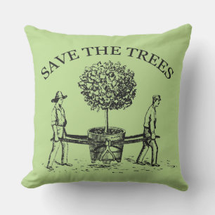 Illustration vintage Sauvez Les Arbres Coussin Ext