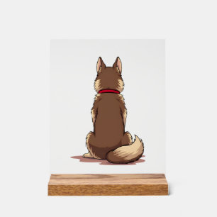 Illustration vintage vue arrière chien husky marro