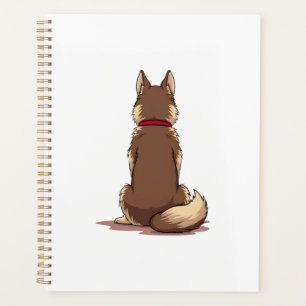Illustration vintage vue arrière chien Husky marro