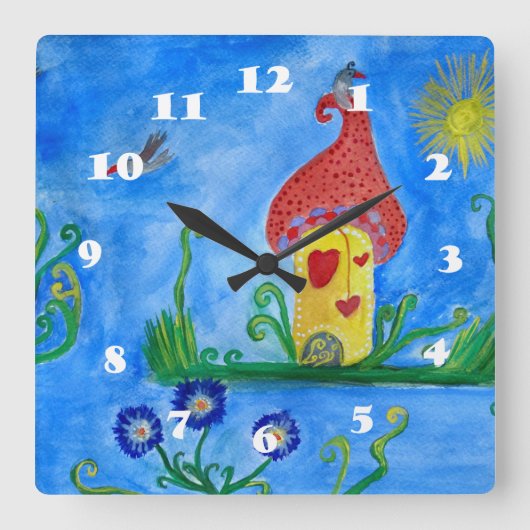 Illustration Whimsical Enfant Love House Horloge m (Recto)